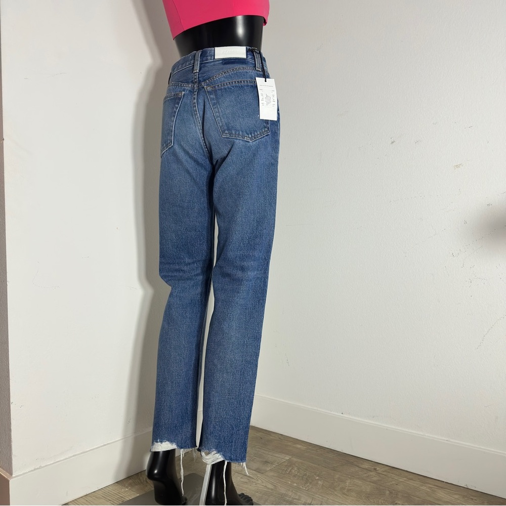 $265 NWT RE/DONE 70s Stove Pipe High Rise Button Fly Knee Rip Jeans Size 25 - Picture 6 of 15
